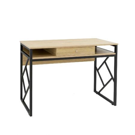 There is a back plate with a height of 30.0cm at the rear and a thickness of 1.5cm. The most distinctive feature is the iron feet of the desk. It has a 25*25mm black sandblasted square iron pipe. There must be a square shape inside. Various iron desks.